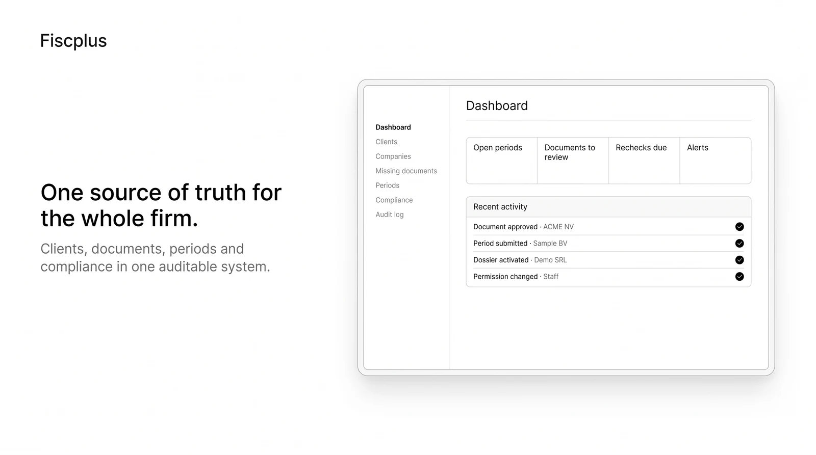 The Fiscplus admin dashboard, one source of truth for the whole firm